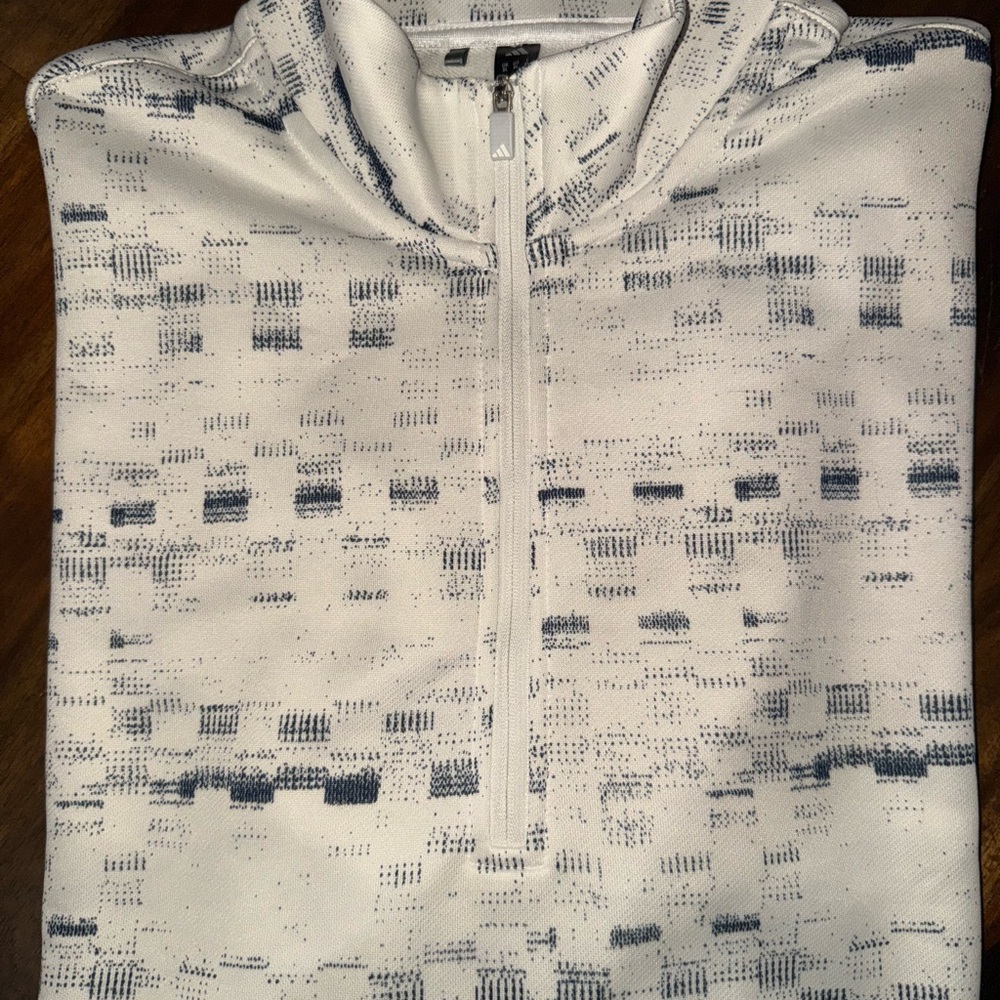 adidas Golf, Men's 1/4 Zip Pullover “Sweater”- White and Blue XL